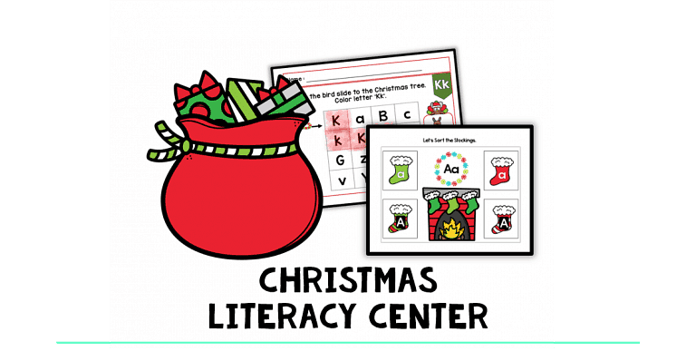 9 Fun Christmas Literacy Centers for Preschool and Pre-K : Simple NO-PREP Center