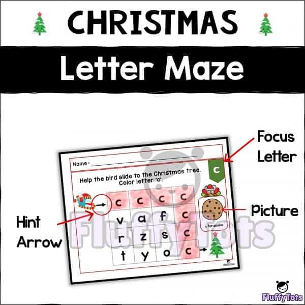 Christmas Lowercase Letter Maze