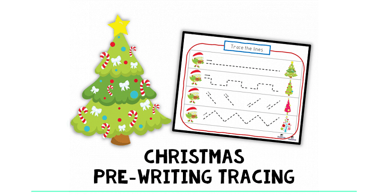 Christmas Pre-Writing Tracing : Easy No-Prep 4 Tracing Lines