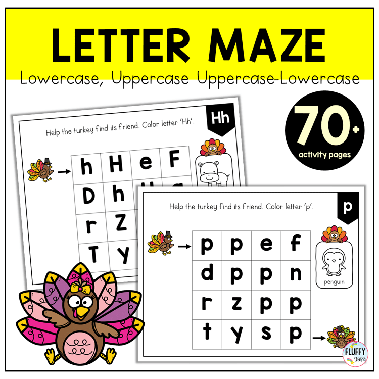 70+ Pages of Easy Thanksgiving Letter Maze 3