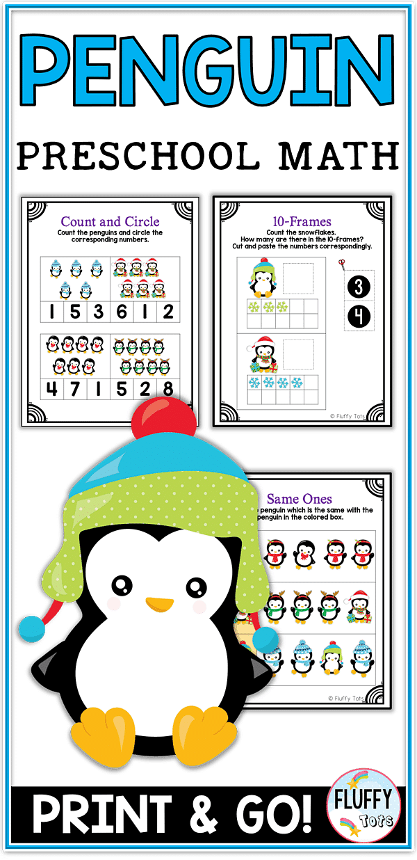 Penguin Math Preschool Printables 