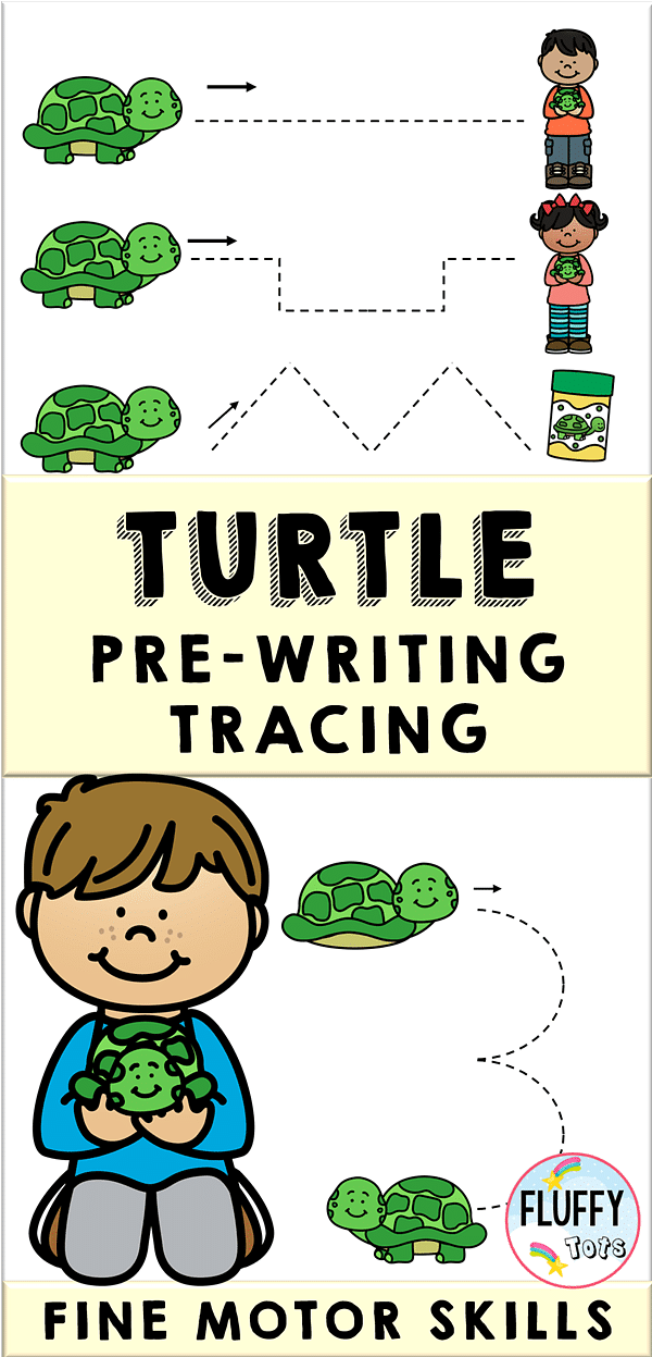 Turtle Tracing pages for preschool