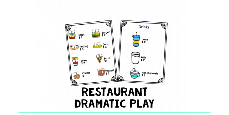 Simple Restaurant Dramatic Play for Preschool : Free Printables
