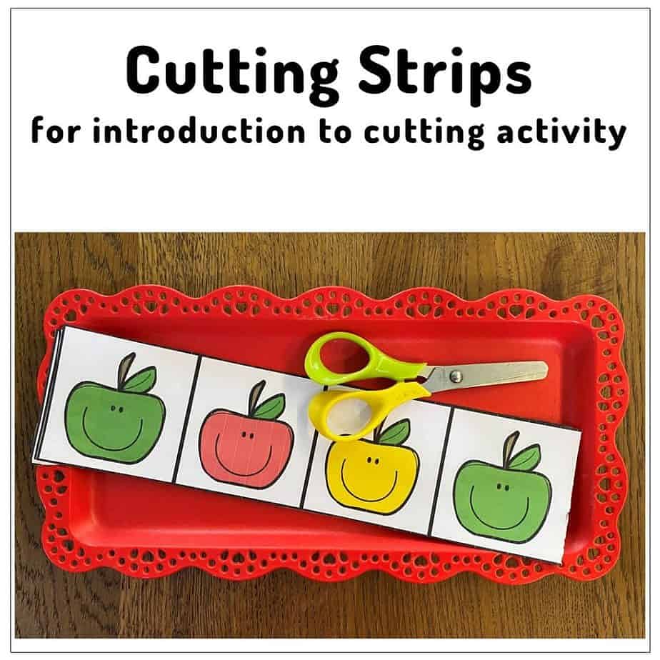 Cutting Strips for Toddlers. Free 3 Apple Cutting Strips 3