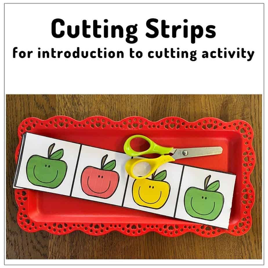 Cutting Strips for Toddlers. Free 3 Apple Cutting Strips 33