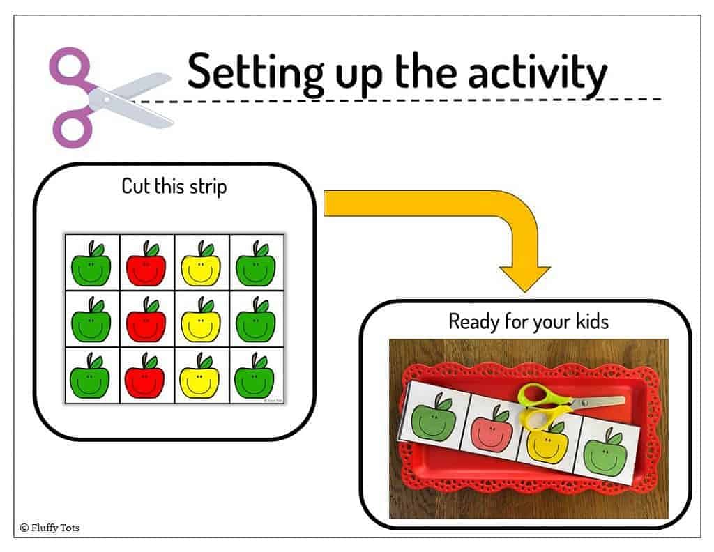 Cutting Strips for Toddlers. Free 3 Apple Cutting Strips 4