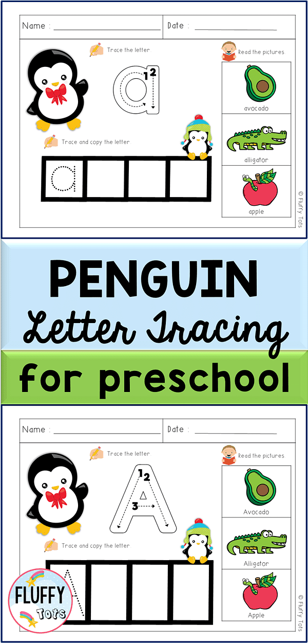 Penguin Alphabet Tracing Worksheet preschool