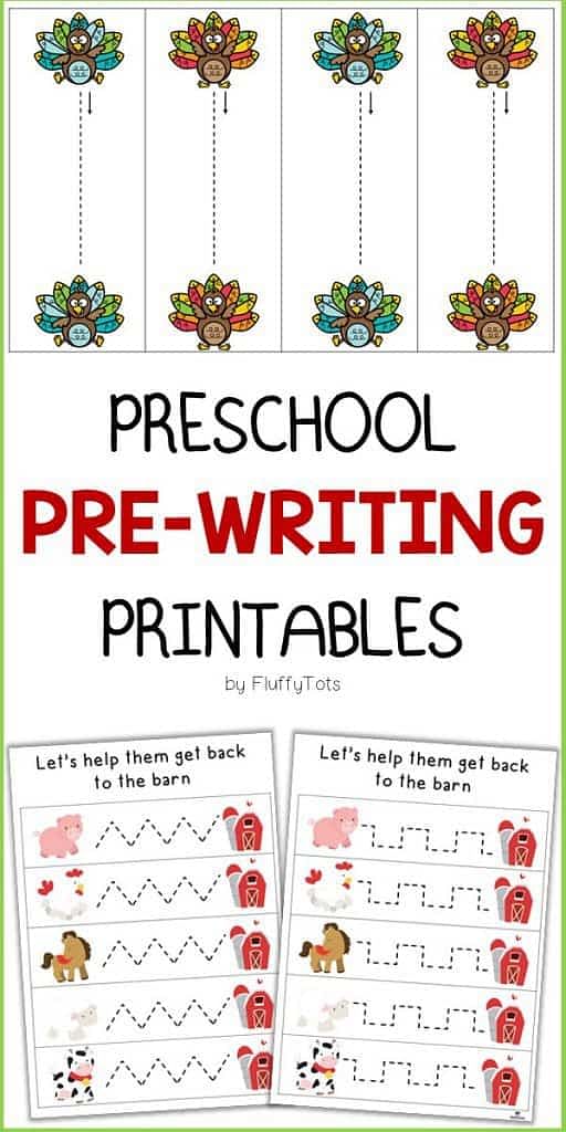 Pre Writing Tracing Printables for preschool and kindergarten 1
