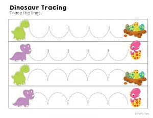 Free Dinosaur Tracing Printables for Kids - FluffyTots