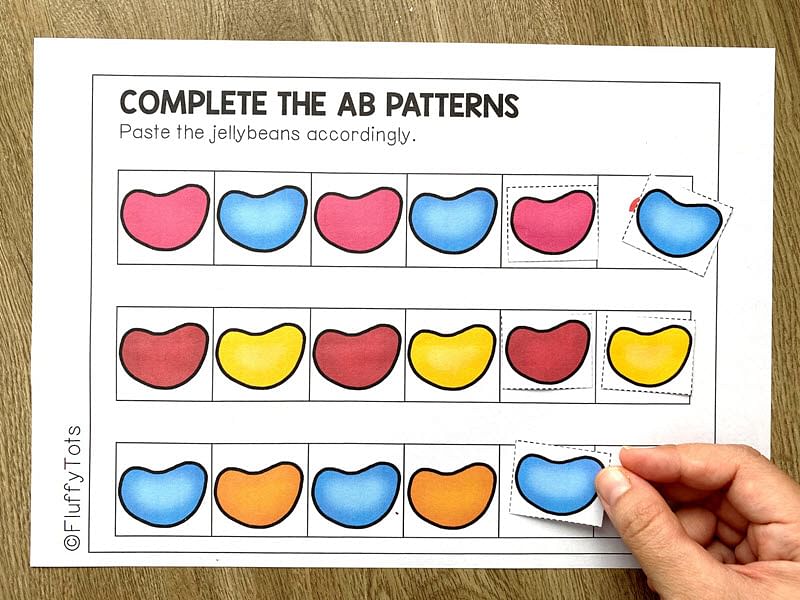 Easy Easter Jellybean AB Pattern Worksheets 2