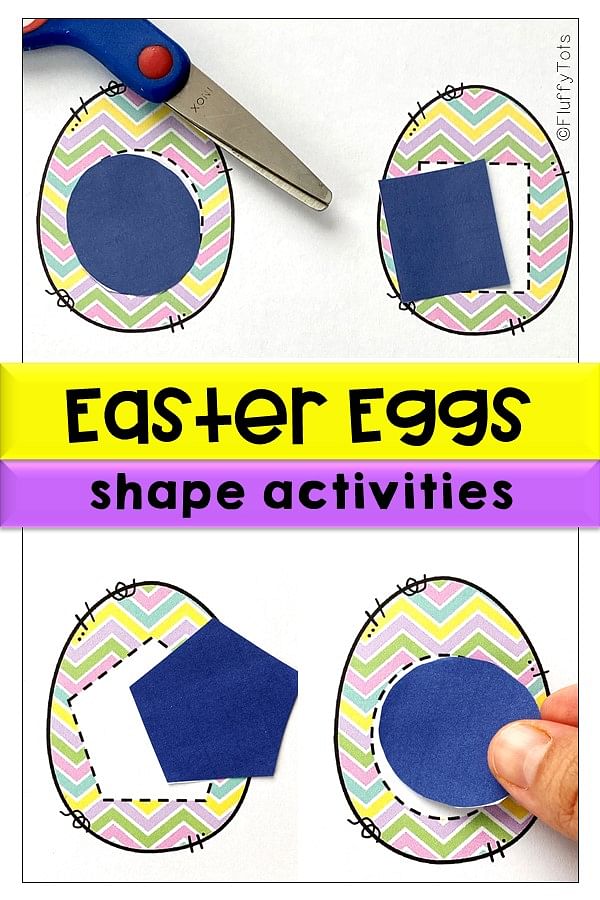 Easter egg printable shape activities for preschoolers