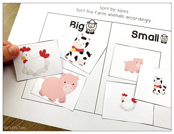 Sorting by size: big & Small activity worksheet 