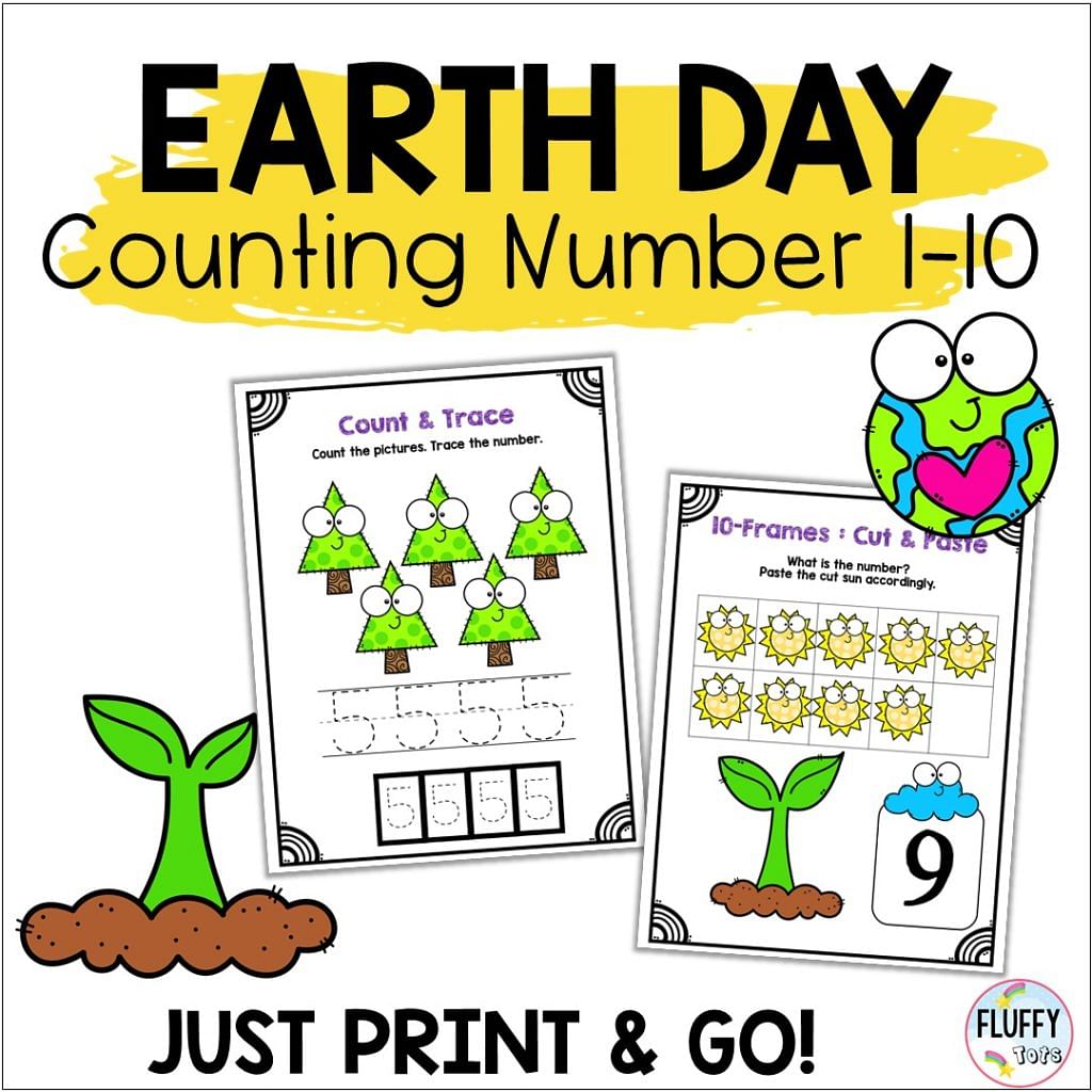 Earth Day Math Activities for Preschoolers : FREE 10-Frames Printables 4