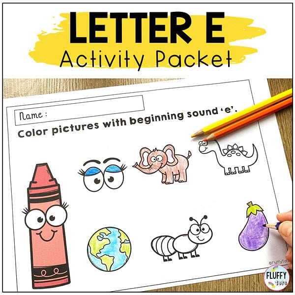 Letter E worksheets