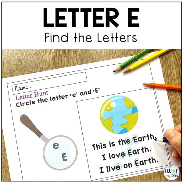 Letter E worksheets