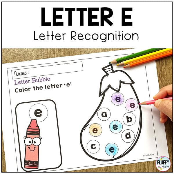 Bubble Letter E Worksheets