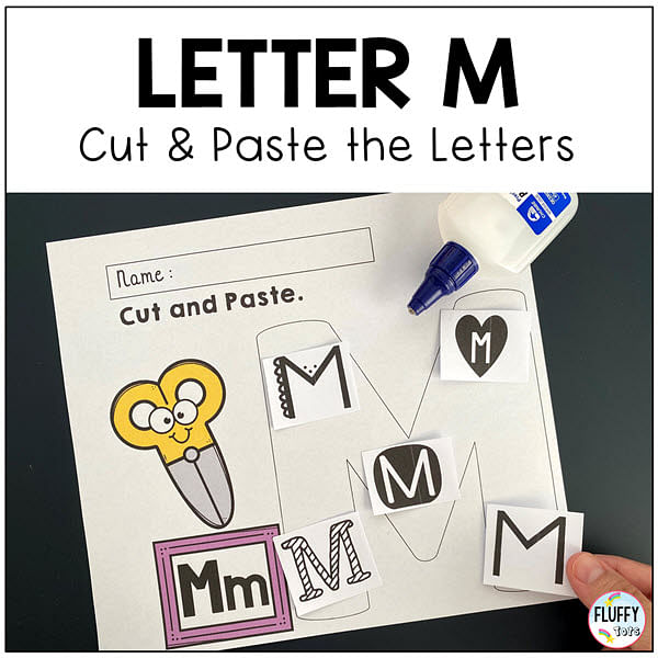 Letter M cut and paste worksheets