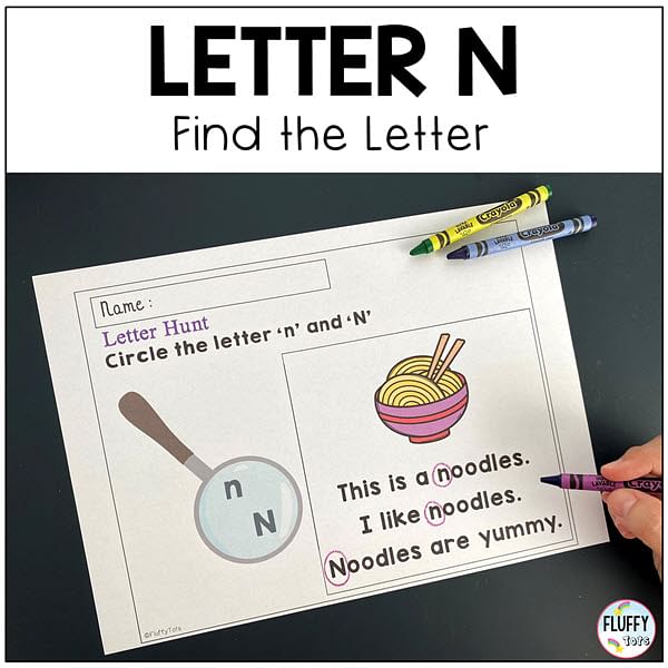 Letter N worksheets