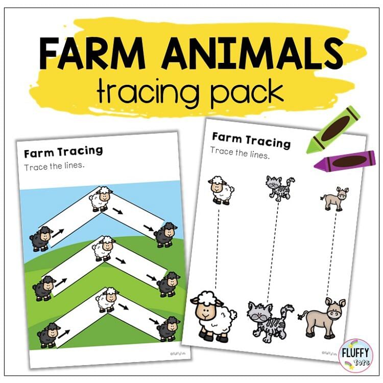 Fun Farm Animals Tracing Lines Worksheets To Excite Your Kids!