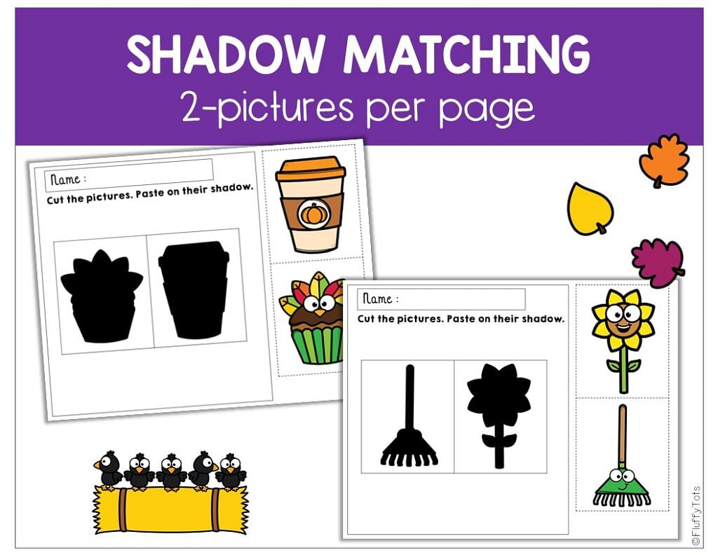 30+ Pages Easy to Use Fall Shadow Matching for Preschool and Toddler Kids 3