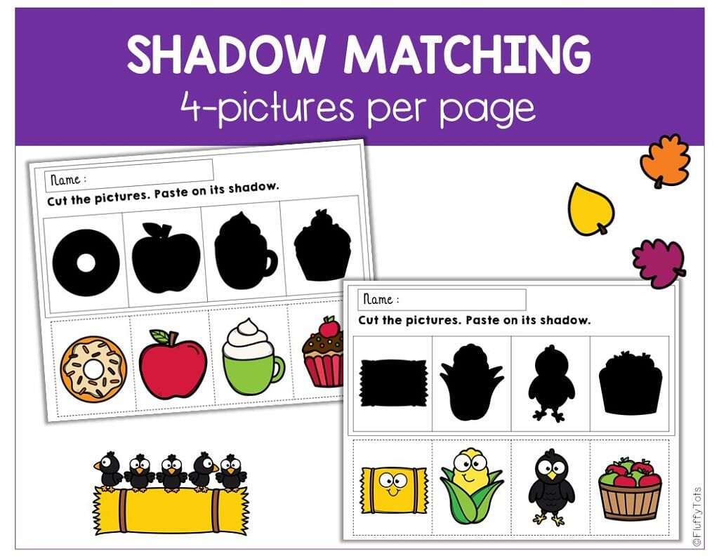30+ Pages Easy to Use Fall Shadow Matching for Preschool and Toddler Kids 5