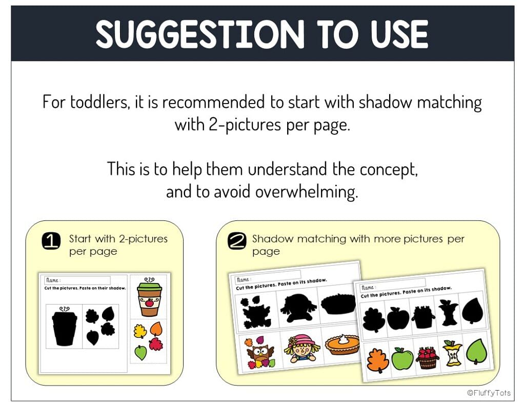 30+ Pages Easy to Use Fall Shadow Matching for Preschool and Toddler Kids 1