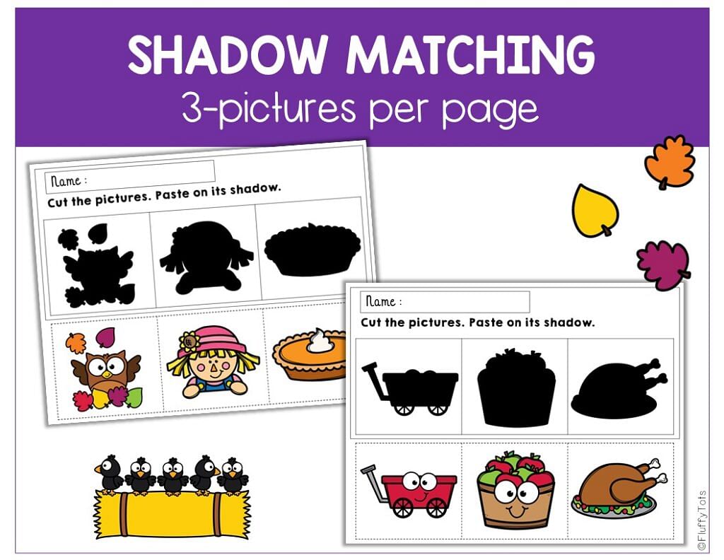 30+ Pages Easy to Use Fall Shadow Matching for Preschool and Toddler Kids 4