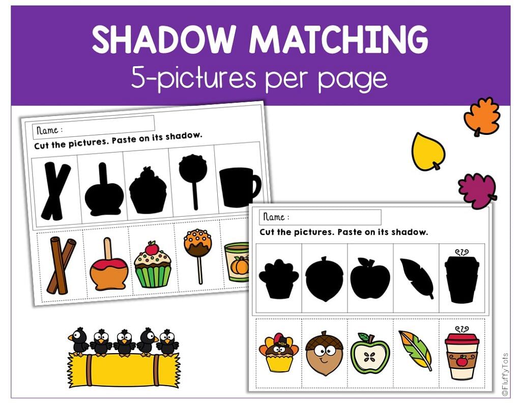 30+ Pages Easy to Use Fall Shadow Matching for Preschool and Toddler Kids 6