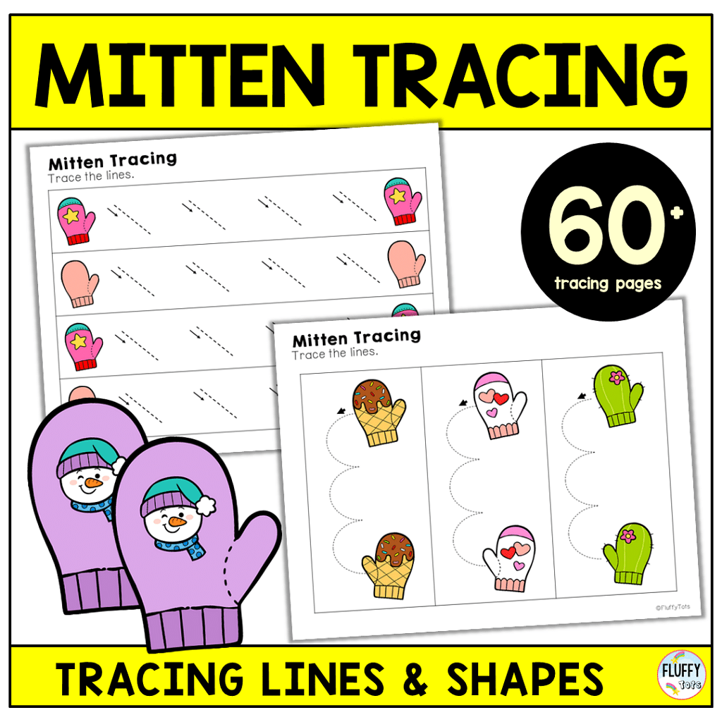 winter tracing worksheets for preschool and toddler,
