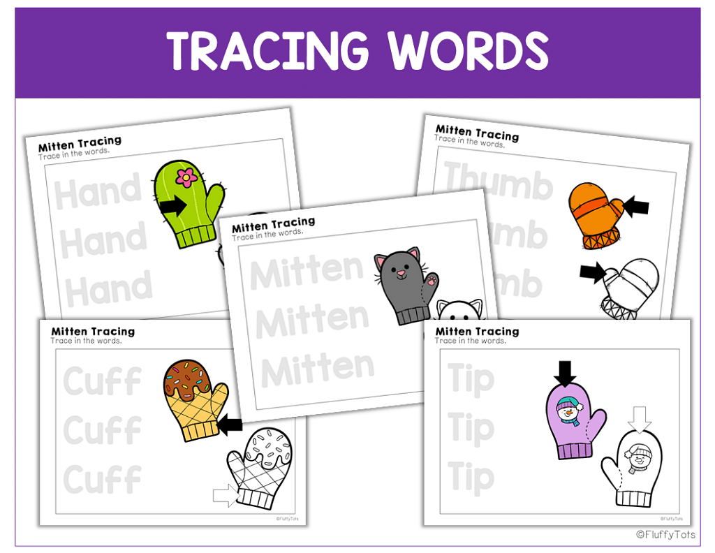 mitten tracing worksheet