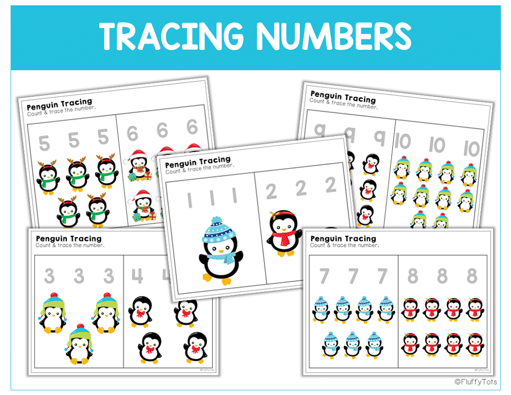 Fun Penguin Tracing Worksheets Page for Preschool and Toddler Kids 4