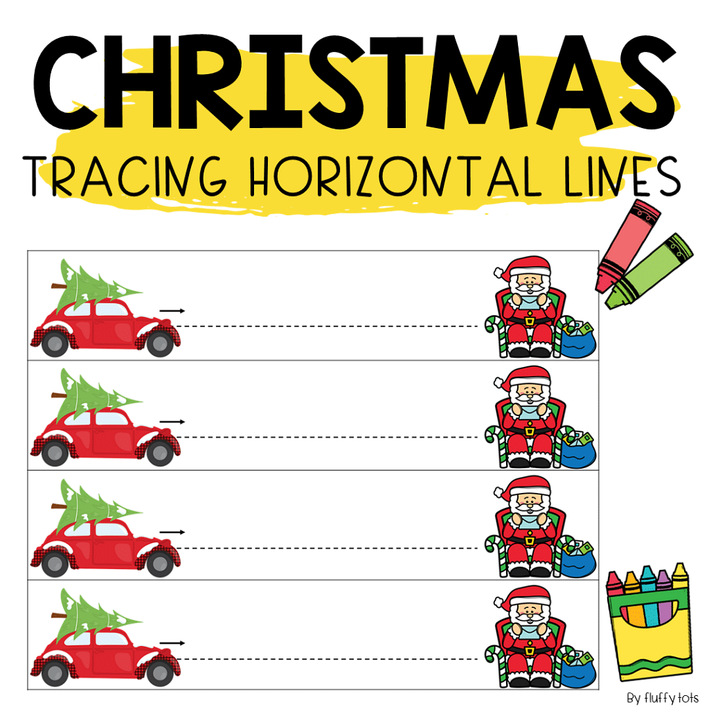 Christmas Tracing Horizontal Lines, Christmas tracing worksheets