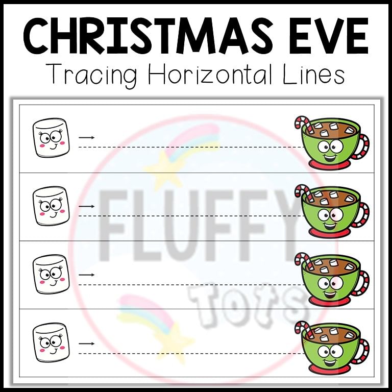 Christmas Tracing Horizontal Lines, Christmas tracing worksheets