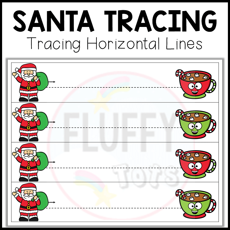 Christmas Tracing Horizontal Lines, Christmas tracing worksheets