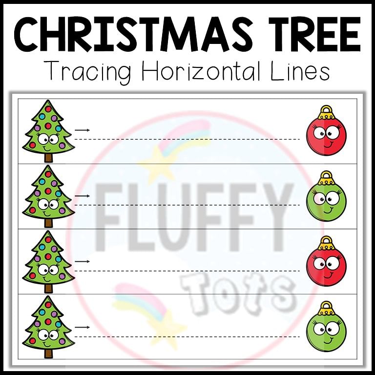 Christmas Tracing Horizontal Lines, Christmas tracing worksheets