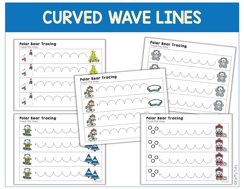 polar bear tracing, winter tracing worksheets, polar bear activities, winter activities