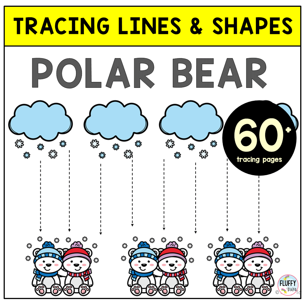 polar bear tracing, winter tracing worksheets, polar bear activities, winter activities