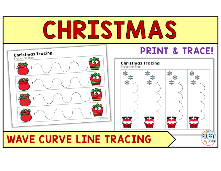 40+ Fun Pages of Christmas Wave Curve Lines Tracing Pre-writing Worksheets
