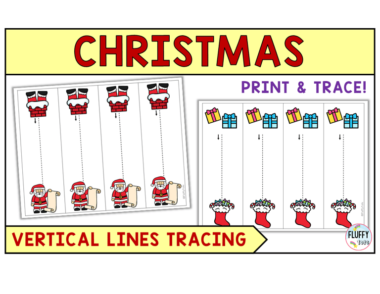 50+ Pages of Fun Christmas Pre-Writing Tracing Vertical Lines