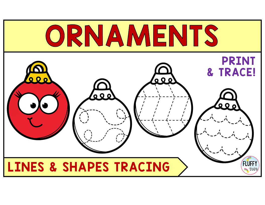 Christmas Ornaments Tracing Printables FREE 6 Fun Tracing Ornaments