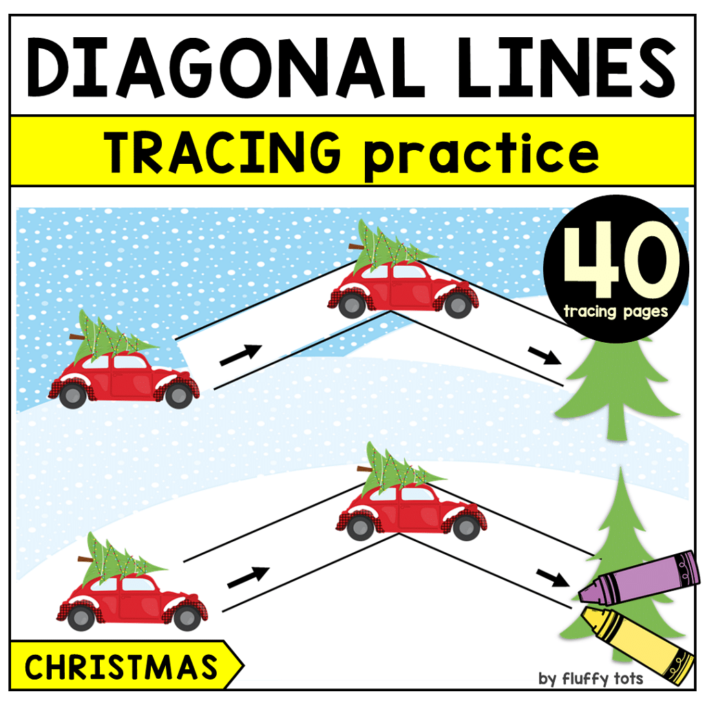 Christmas Pre-Writing Tracing Printables : FREE 5 Pages of Diagonal and Zigzag Lines Tracing 30