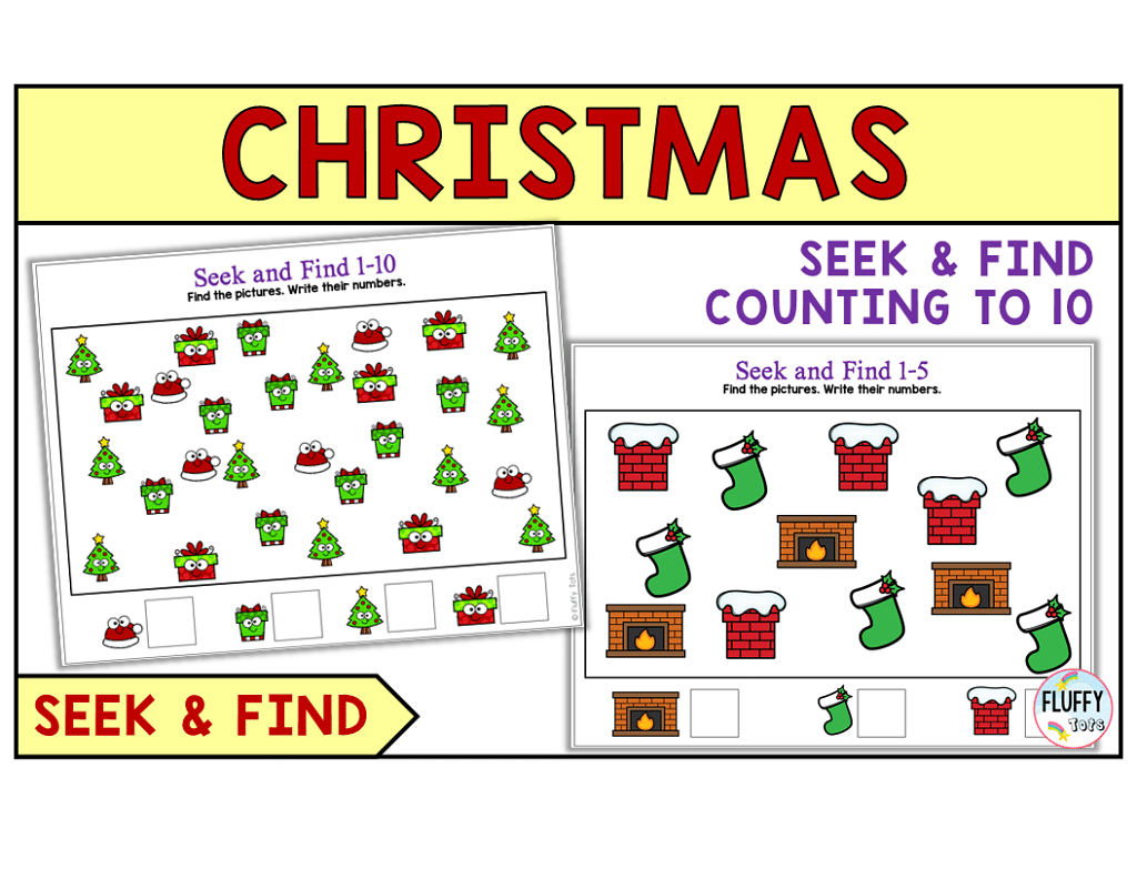 40+ Pages of Fun Christmas Search and Find Counting to 10 Activities ...