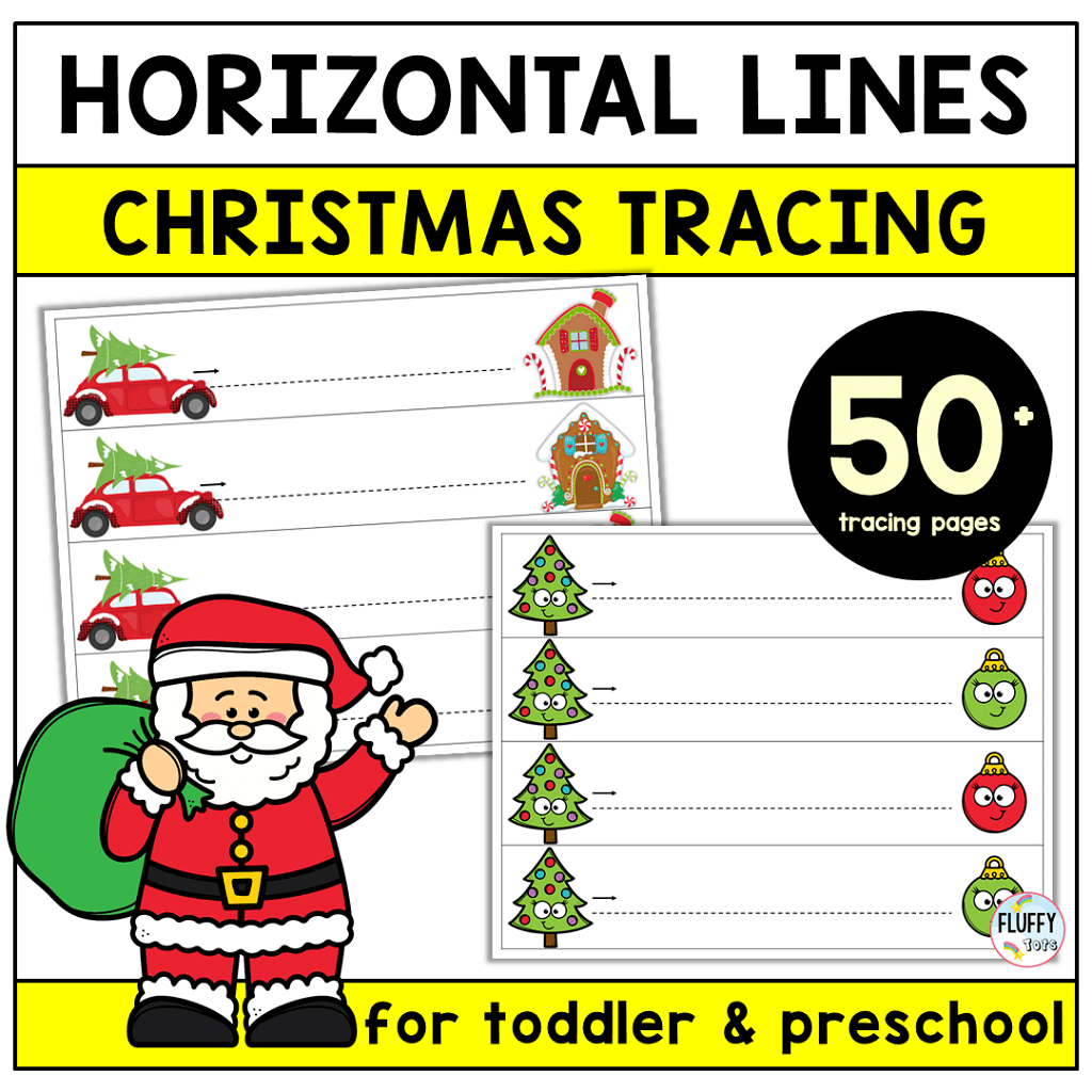 50 pages of fun christmas tracing horizontal lines prewriting worksheets fluffytots