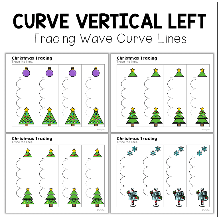 40+ Fun Pages of Christmas Wave Curve Lines Tracing Pre-writing Worksheets 3