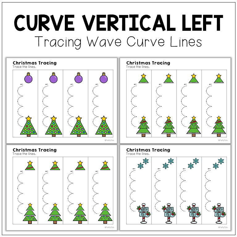 40+ Fun Pages of Christmas Wave Curve Lines Tracing Pre-writing Worksheets 40