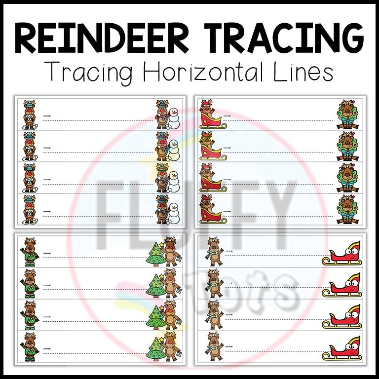 50+ Pages of Fun Christmas Tracing Horizontal Lines Prewriting Worksheets 8