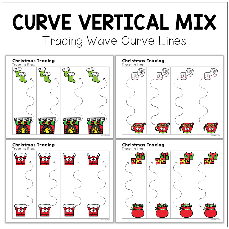 40+ Fun Pages of Christmas Wave Curve Lines Tracing Pre-writing Worksheets 11
