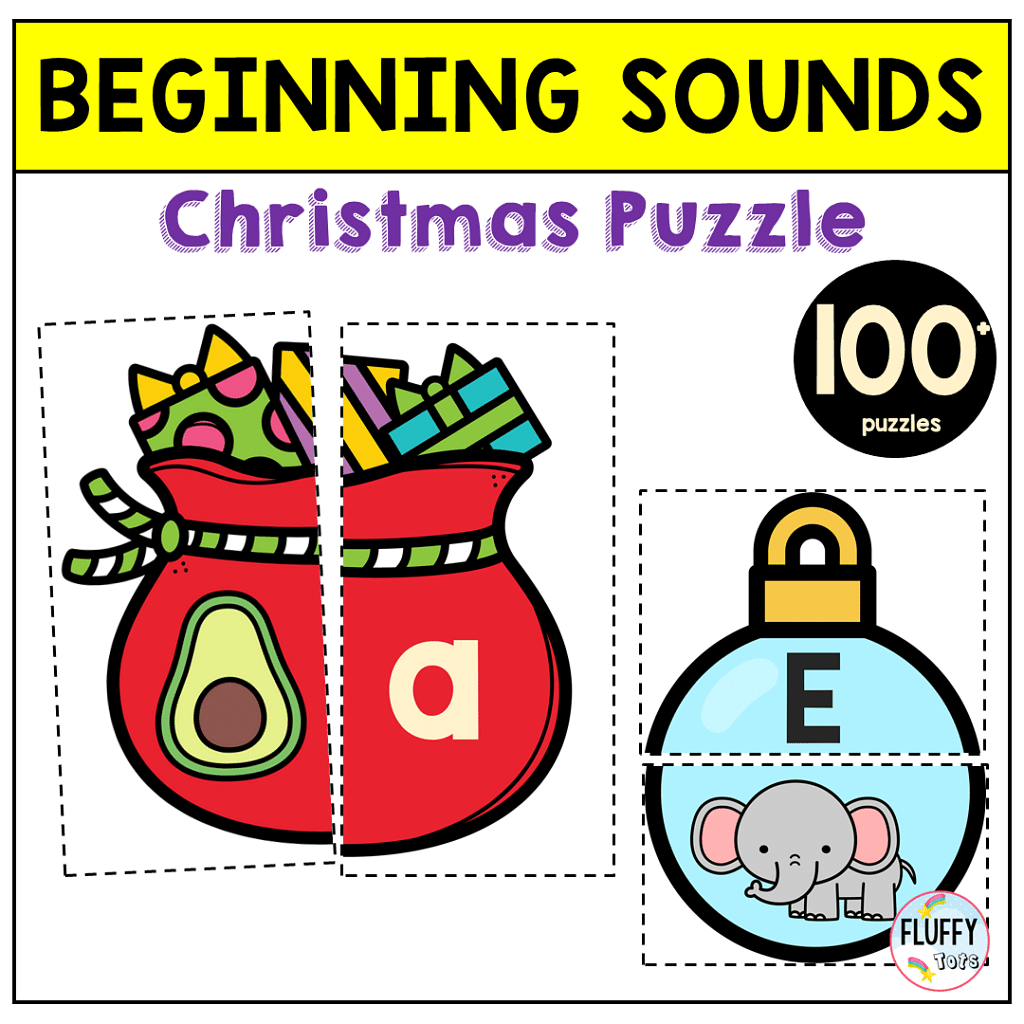 Christmas Beginning Sounds Puzzles : Easy 26 Letter Puzzles 4