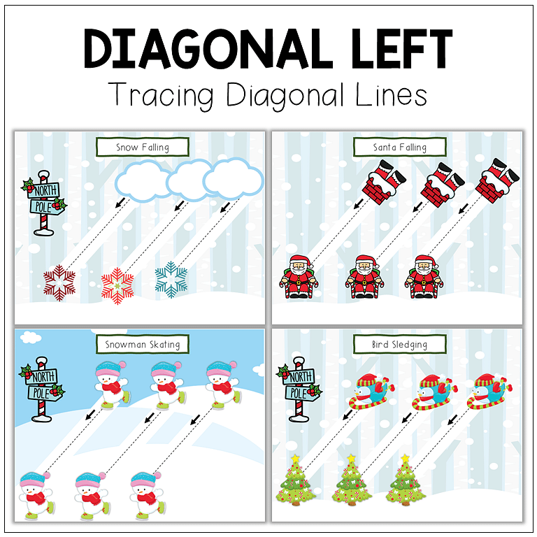 Christmas Pre-Writing Tracing Printables : FREE 5 Pages of Diagonal and Zigzag Lines Tracing 5