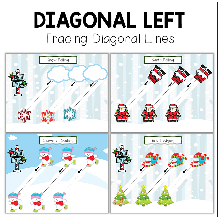 Christmas Pre-Writing Tracing Printables : FREE 5 Pages of Diagonal and Zigzag Lines Tracing 33